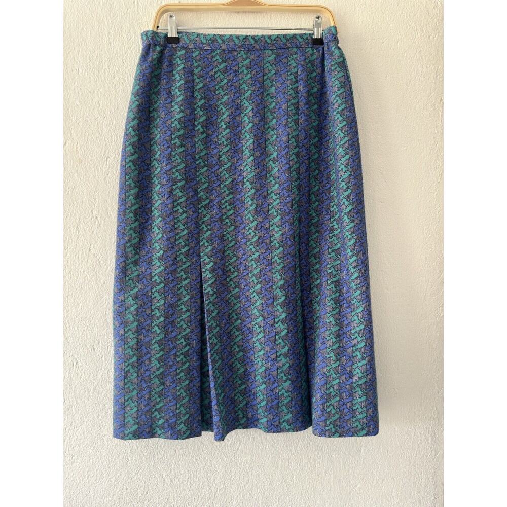 Vintage Skirt Pencil Pleated Lined Teal Purple Skirt Made in Germany Size EU 44